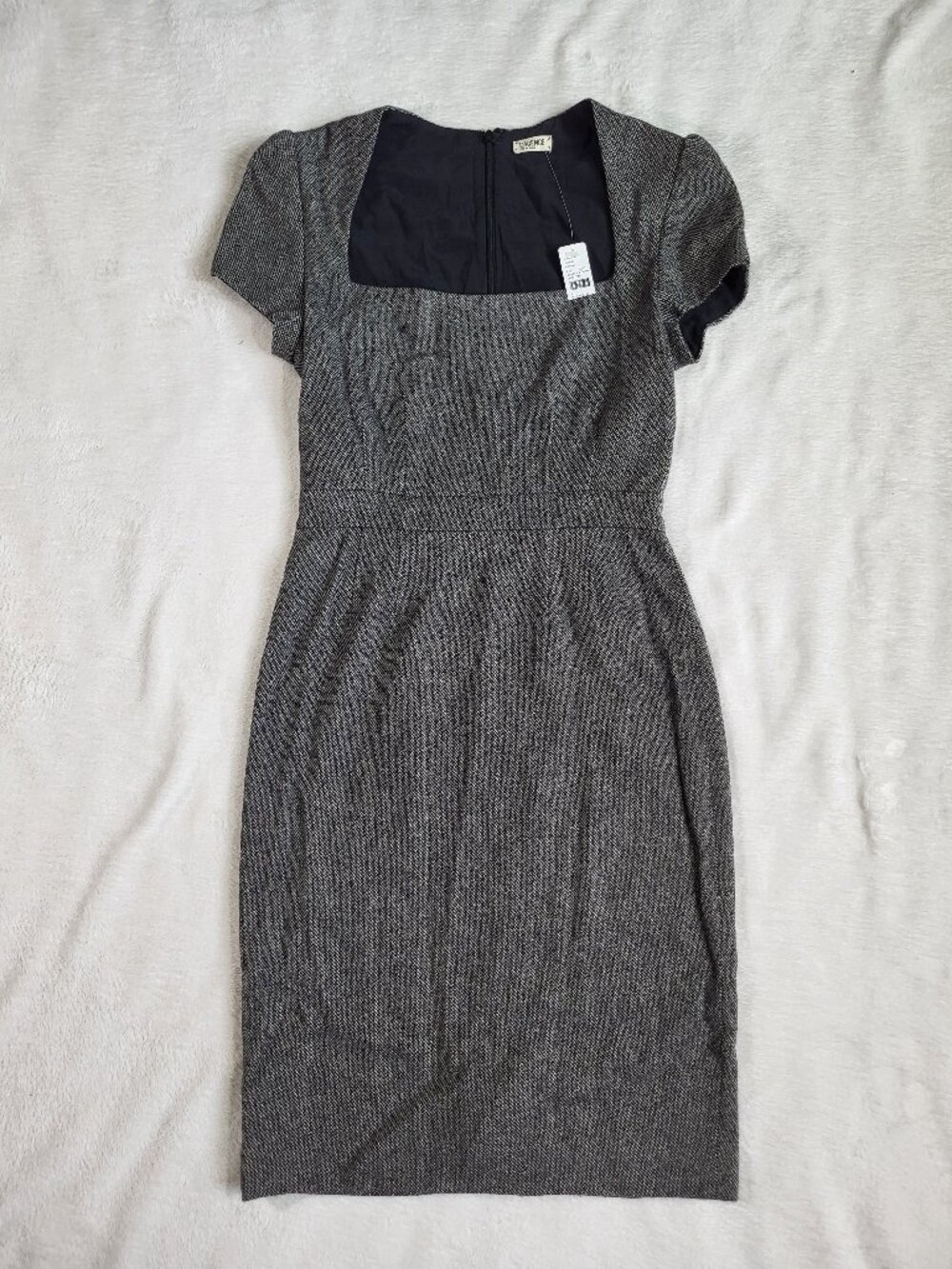 New L'AGENCE Gray Open Neck Wool Midi Dress - Size 4